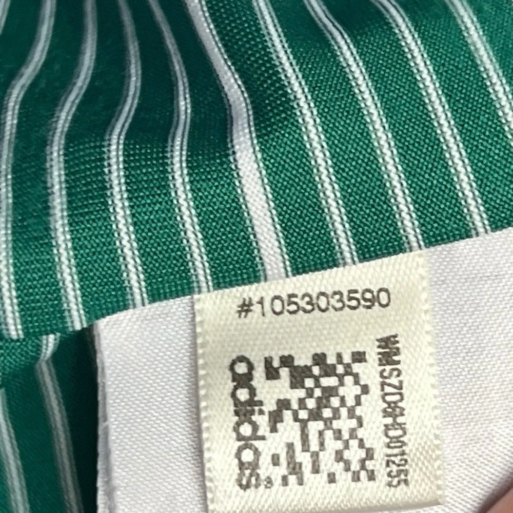 Adidas Golf‎ Shirt Men Size XL Green Striped Polo Climalite Embroidered Sporty
